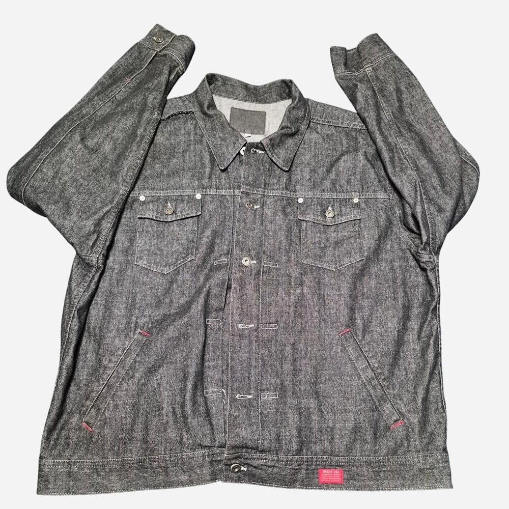 Guess Men's 90s Trucker USA Made Grey Denim Jacket 4XL